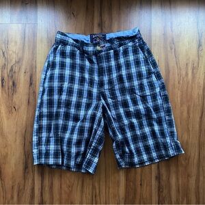 🇺🇸 Retro Plaid American Living Knee Length Boy's Shorts with Eagle Embroidery 🦅